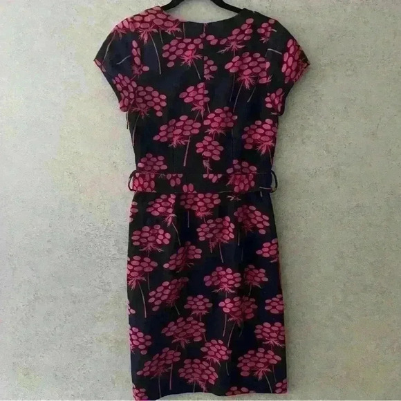 BODEN 12R WOMENS LINED DARK BLUE/PINK BELTED SHORT SLEEVE CAREER SCHOOL DRESS - Picture 1 of 11